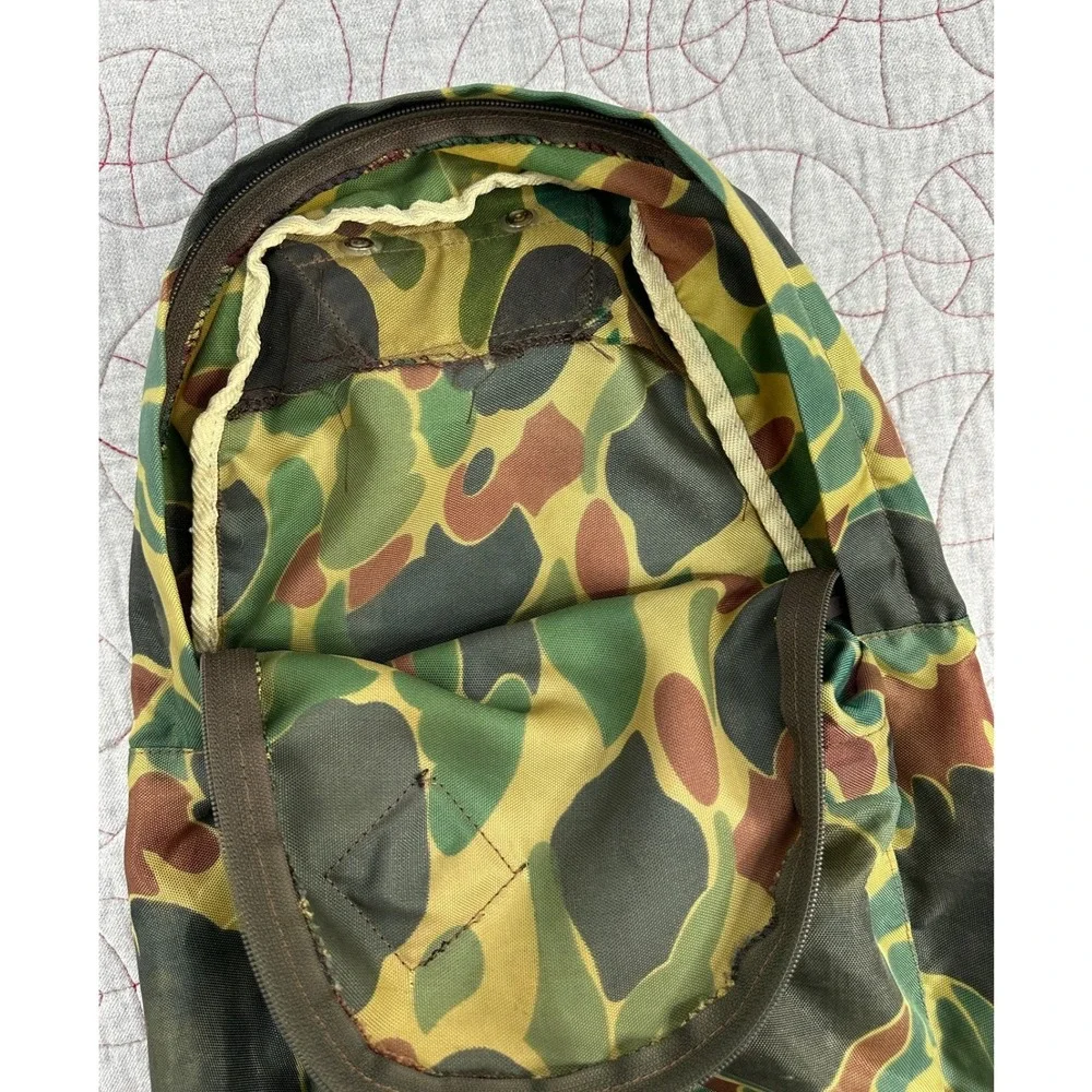 VTG Backpack Camouflage Nylong with Leather Lash Tabs
